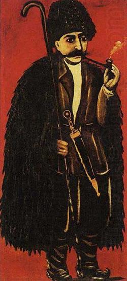 Niko Pirosmanashvili Shepherd in a Sheepskin Cloak on a Red Background china oil painting image